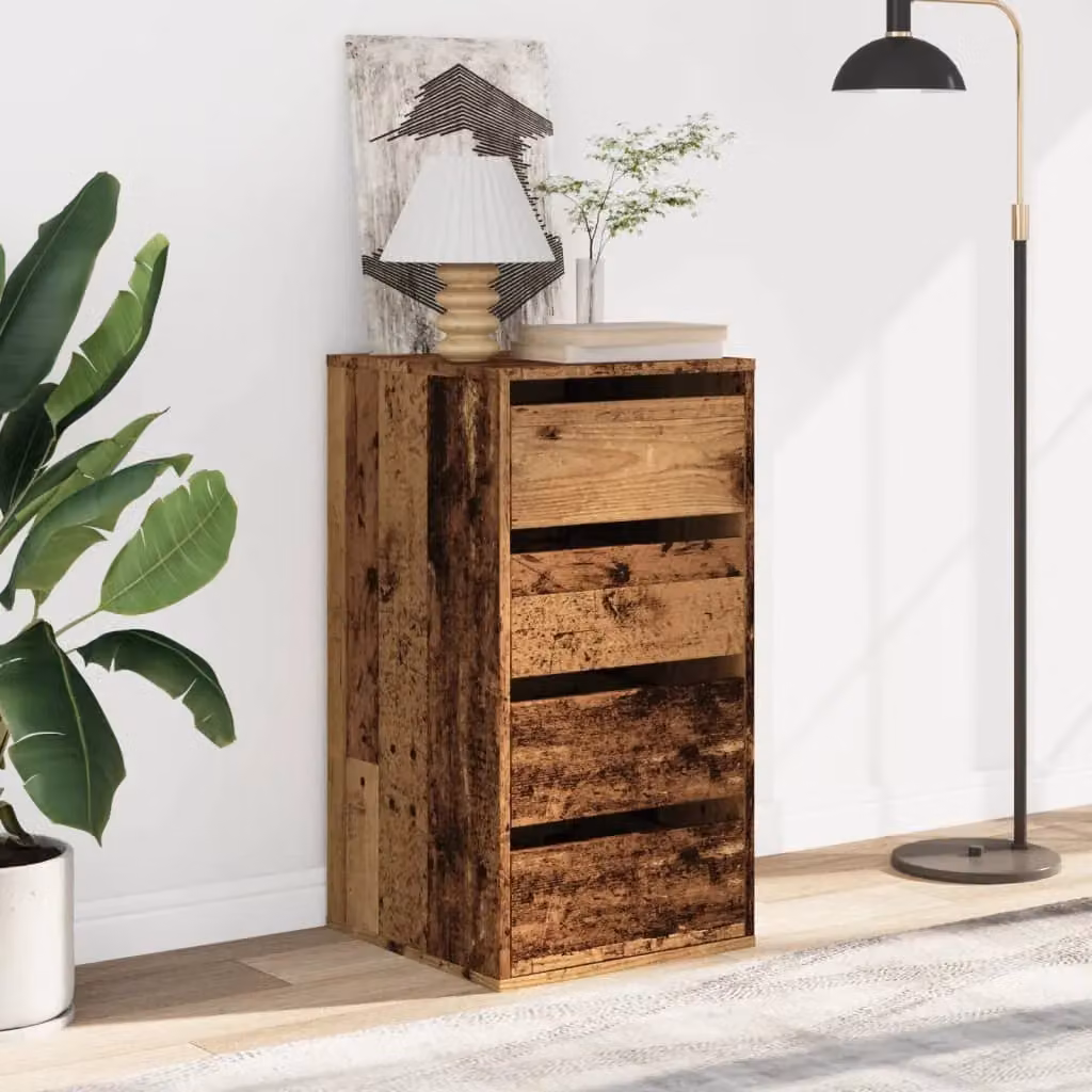 Berkfield Home Corner Chest of Drawers in Brown Old Wood, W/D/H: 40 x 41 x 76 cm – 3