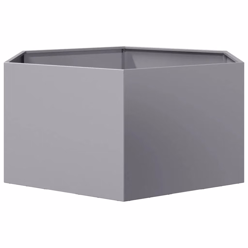 Berkfield Home Hexagon Garden Planter in Silver Galvanised Steel, W: 104 cm, D: 90 cm, H: 45 cm – 3