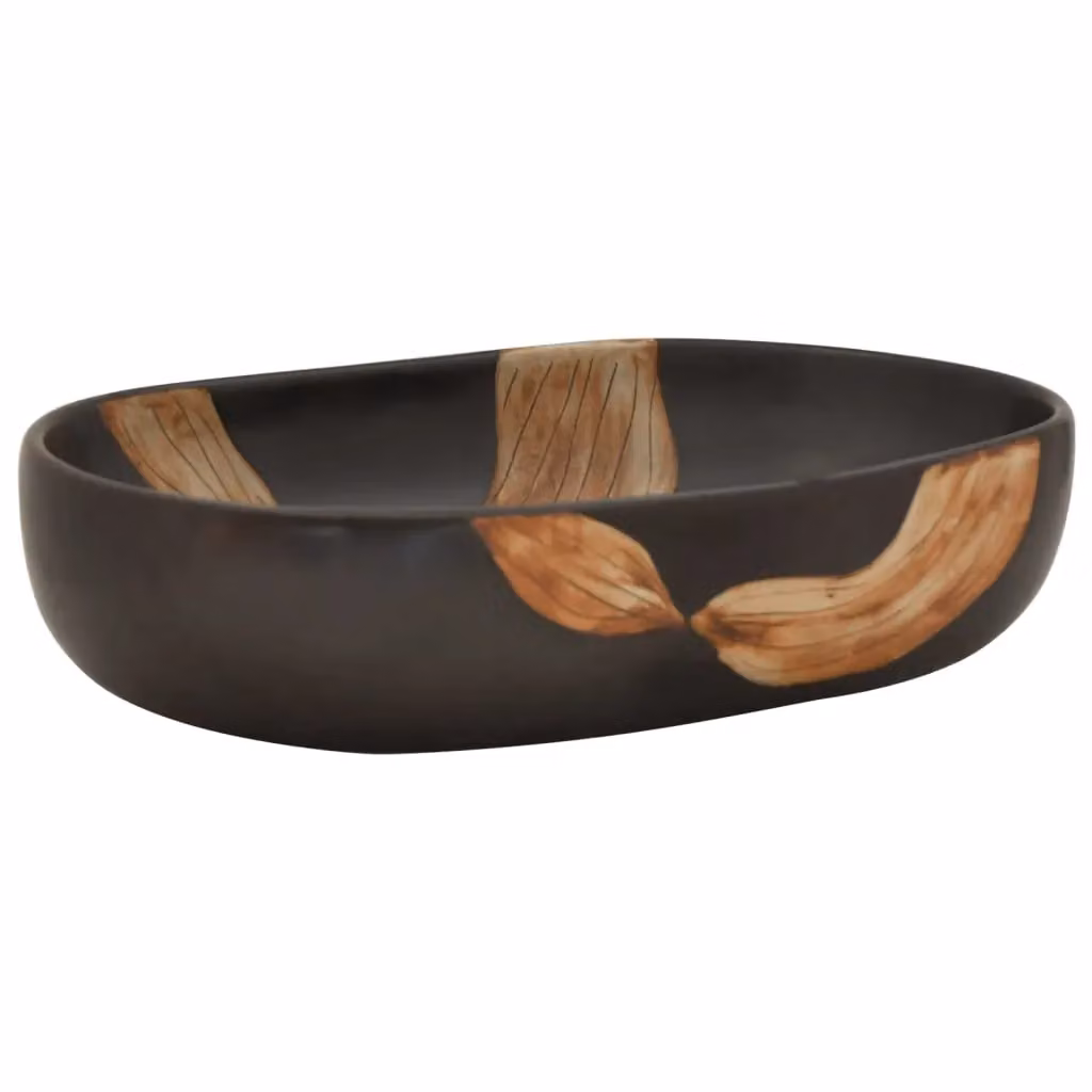 Berkfield Home Black Oval Ceramic Countertop Basin W/D/H: 59 x 40 x 14 cm – 2
