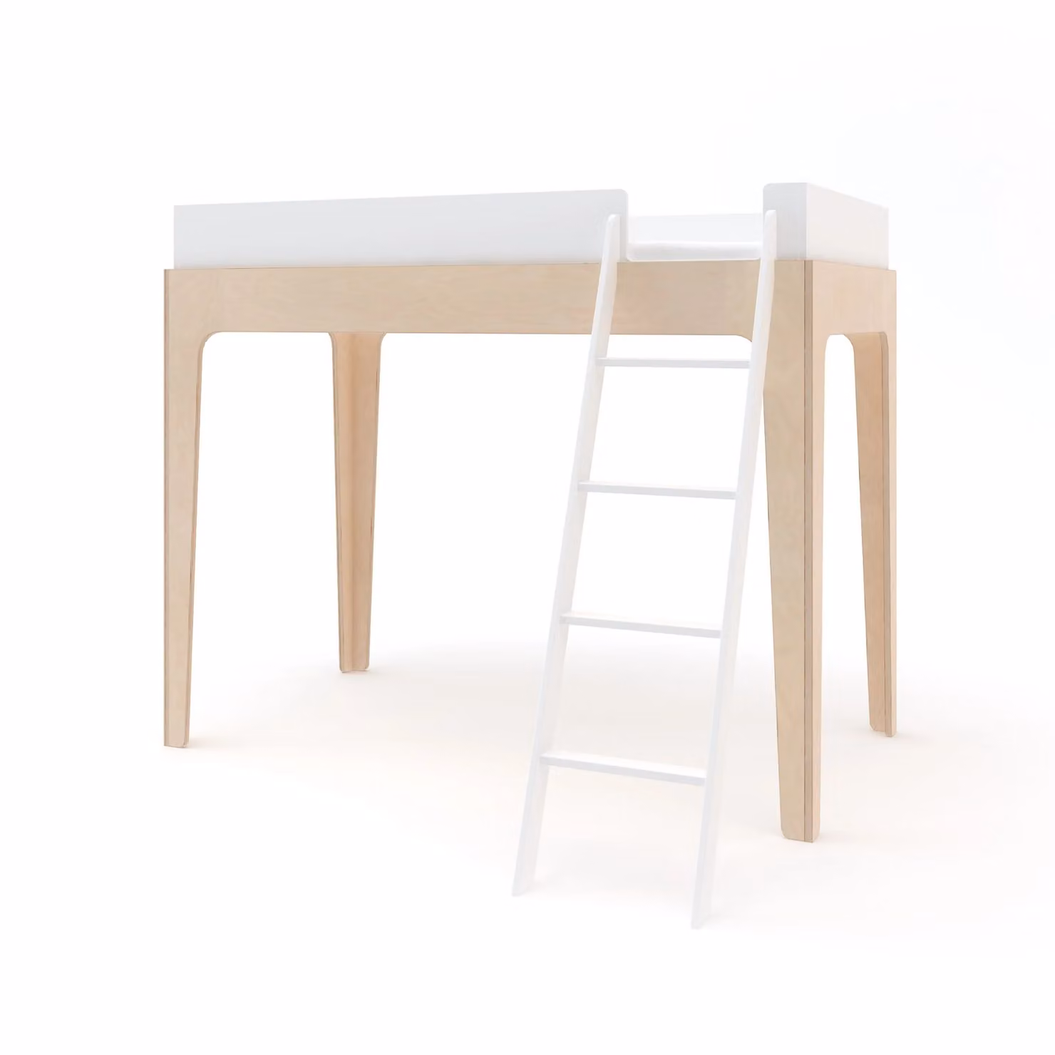 Oeuf NYC Perch Loft Bed in White and Birch, W/D/H: 90 x 200 x 163.5 cm – 1