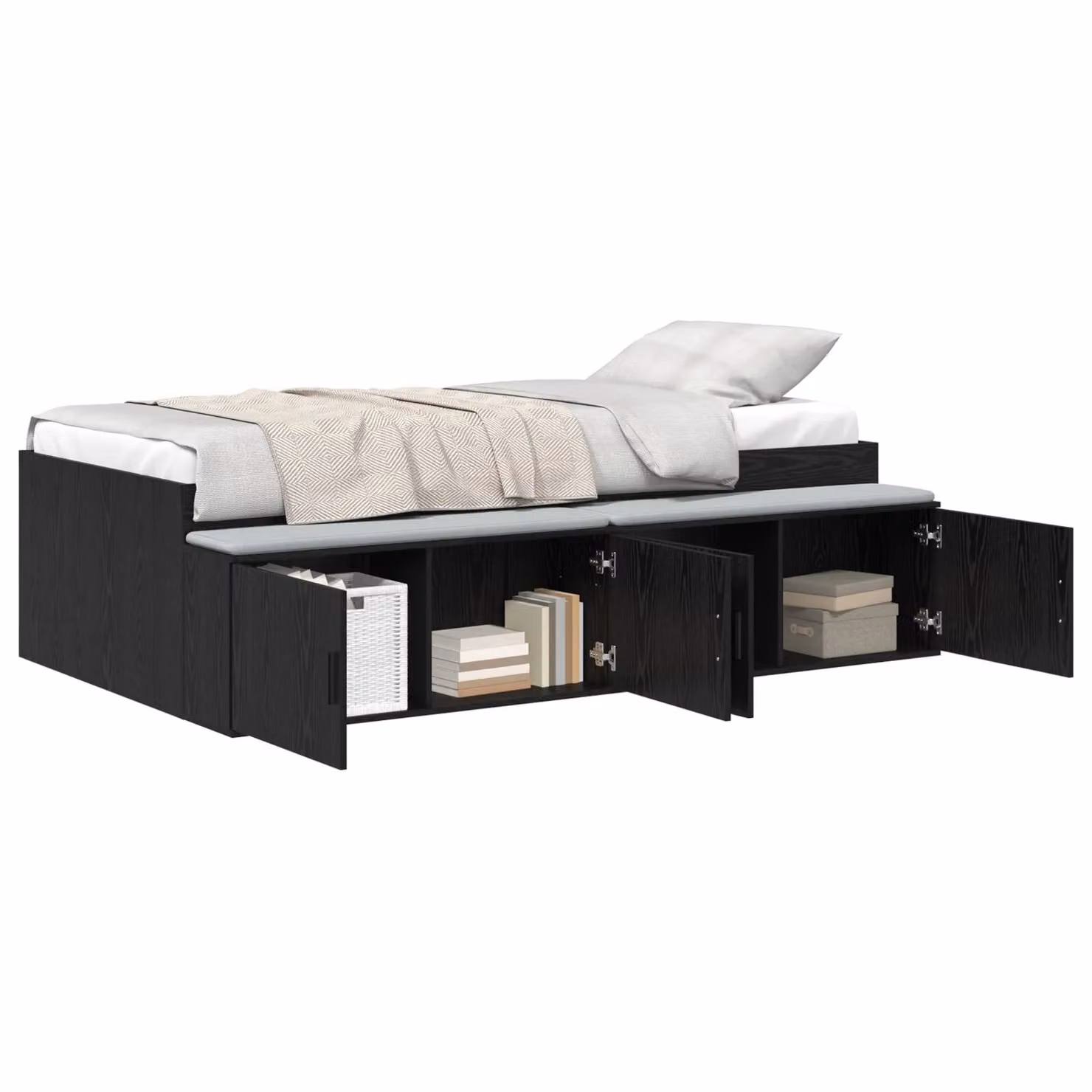 Berkfield Home Modern Storage Bed Frame with Drawers, Black Oak, W: 80 cm, L: 200 cm – 2