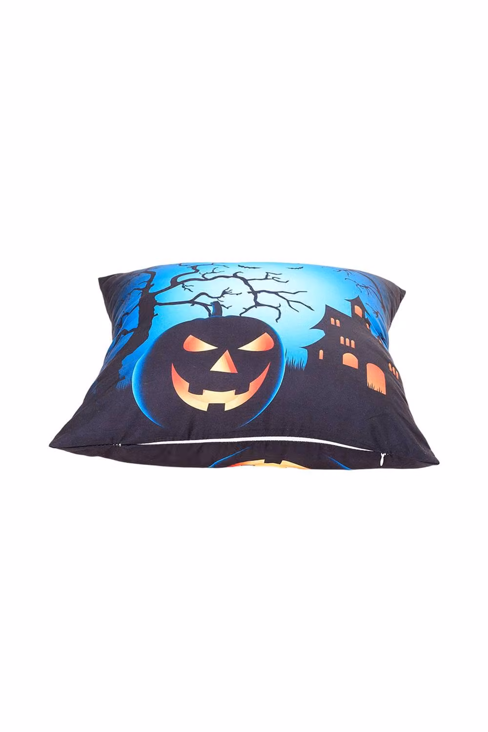 Living and Home 2Pcs Halloween Pumpkin and Haunted House Graphic Printed Square Throw Pillows, Multicolour, W/D/H: 45 x 45 x 45 cm – 2