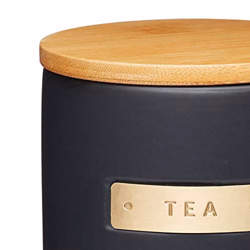 MasterClass Stoneware and Bamboo Airtight Tea Caddy, 1 l, Black – 3