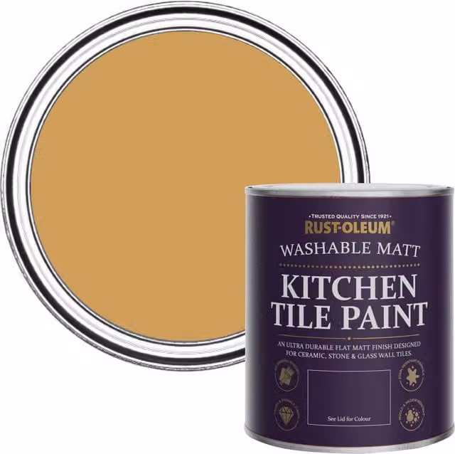 Rust-Oleum Kitchen Tile Paint in Matt Finish, Dijon Yellow, 750ml – 1