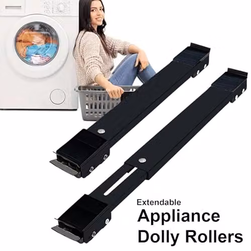 ATEK Heavy Duty Appliance Rollers, 2 Pack Adjustable Furniture Moving Wheels with Brake, White and Black – 11