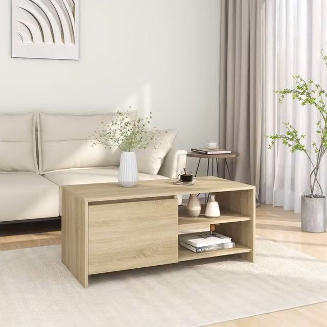 Berkfield Home Modern Rectangular Coffee Table in Sonoma Oak, Brown, W/D/H: 102 x 50 x 45 cm – 1