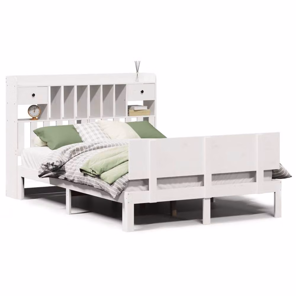 Berkfield Home Super King Solid Wood Pine Bed Frame in Waxed Brown and White, W/D/H: 180 x 200 cm – 2