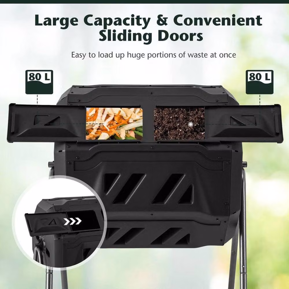 Kelvenix Dual Chamber Compost Bin in Black – 4