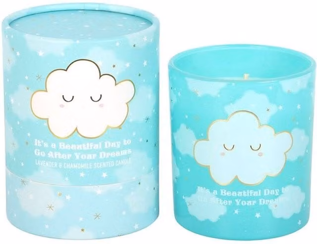 Something Different Lavender & Chamomile Scented Candle in Blue Glass