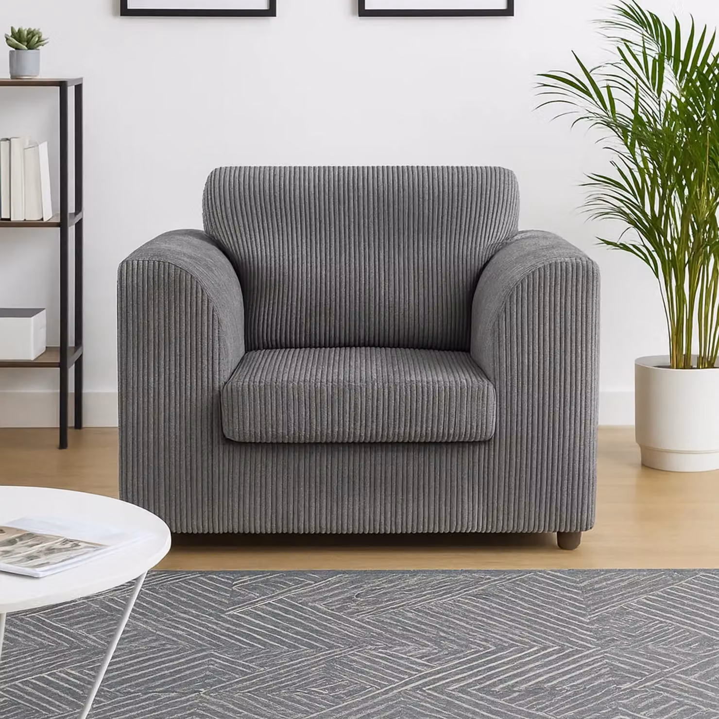 Furnishings For Less UK Luxor Jumbo Cord Fabric Armchair in Grey – 2