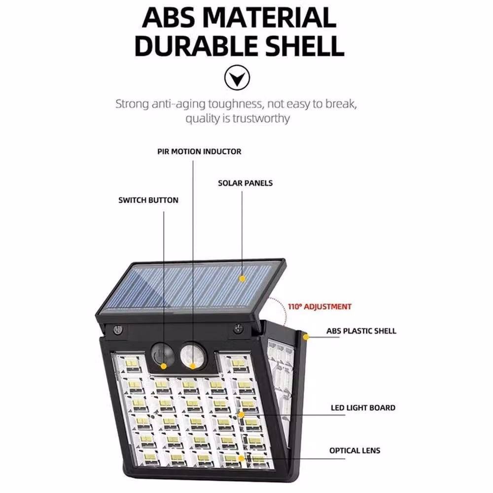 SPETLEK Solar Powered LED Outdoor Wall Security Floodlight in Black – 4