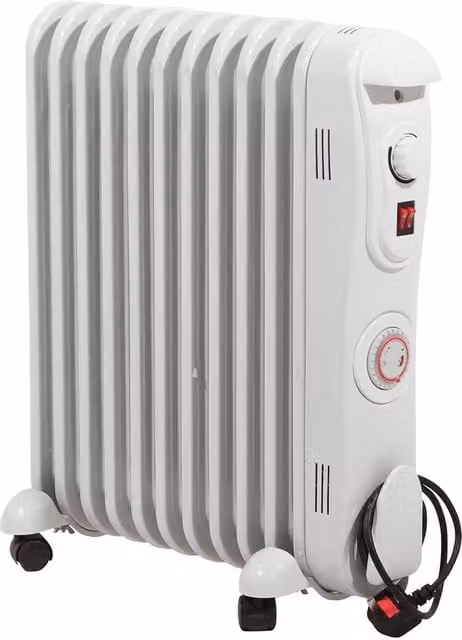 mysmartbuy 2.5kW 11 Fin Oil Filled Radiator with Adjustable Thermostat and Overheat Protection, White
