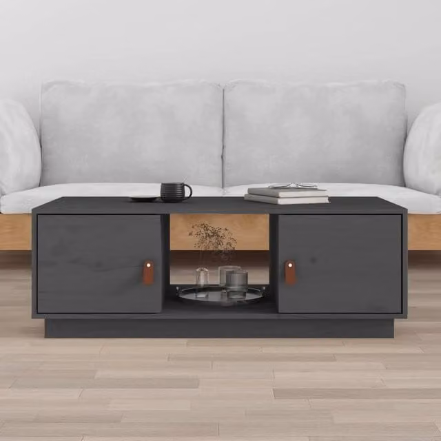 Berkfield Home Grey Rustic Solid Wood Pine Coffee Table W/D/H: 100 x 50 x 35 cm – 1