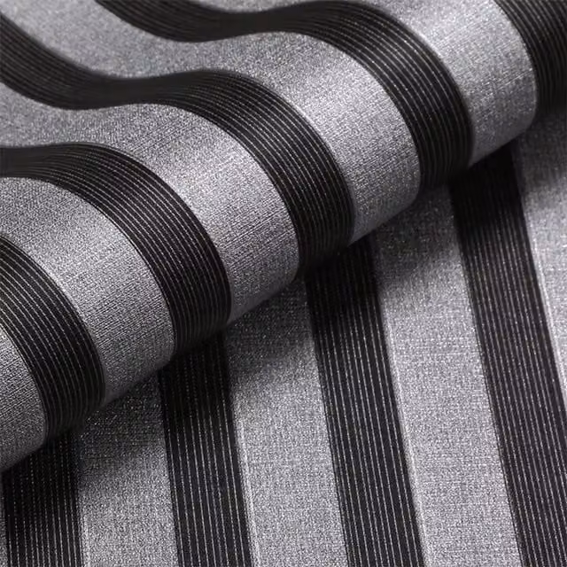 Livingandhome Modern Abstract Striped Vinyl Wallpaper in Black and Grey