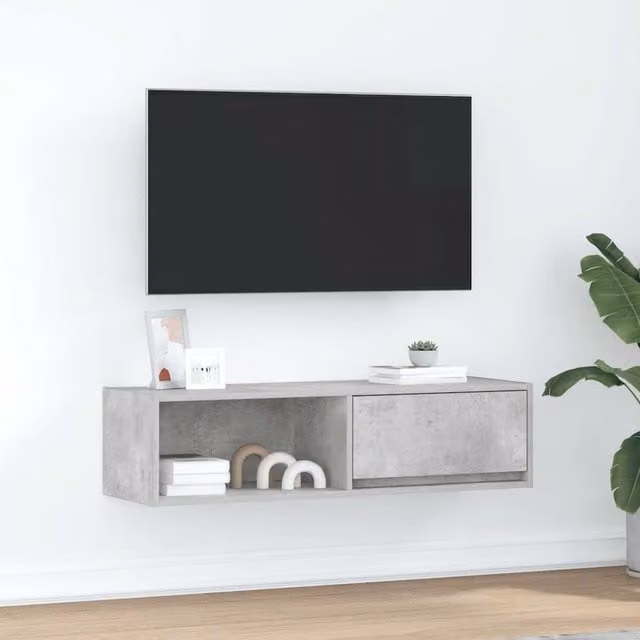 Berkfield Home TV Cabinet in Concrete Grey, W/D/H: 100 x 31 x 25.5 cm – 1