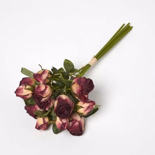HOMESCAPES Artificial Red Rose Bouquet, 37 cm – 3