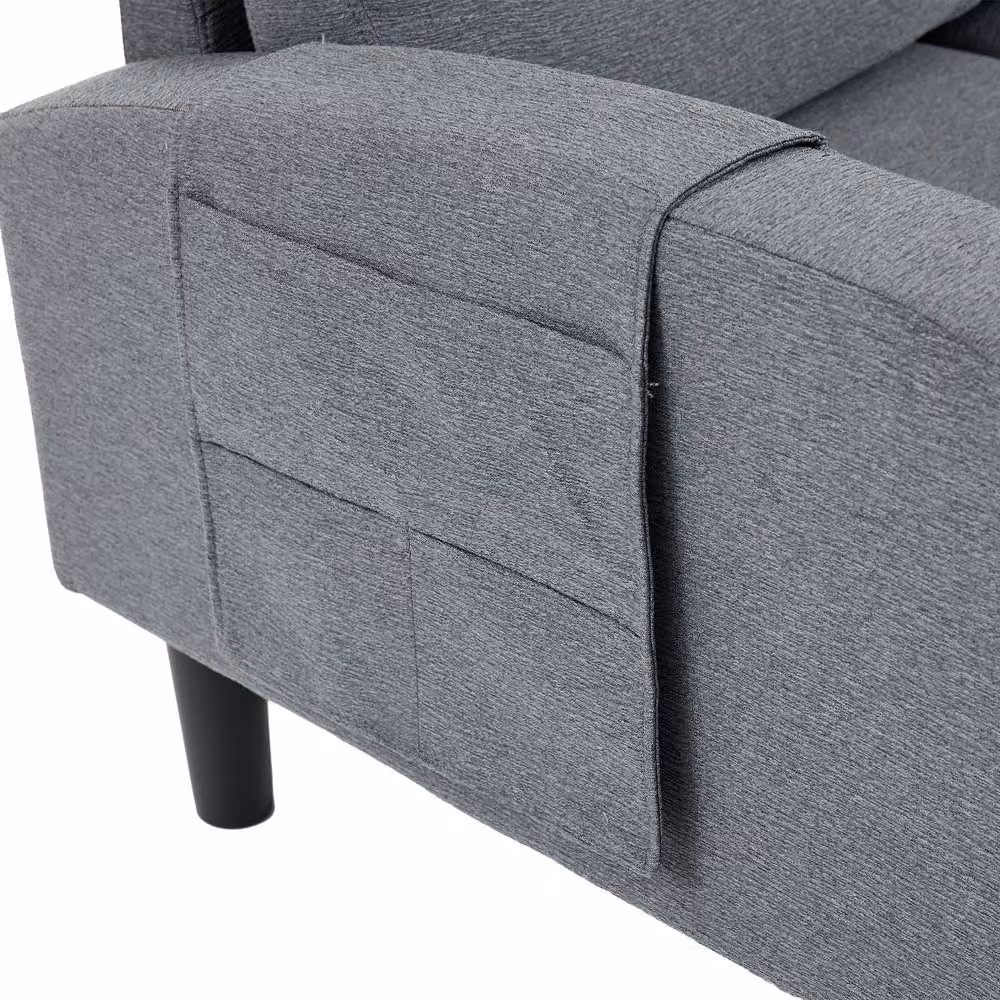 FENCHILIN Modular L-Shaped Sectional Sofa with Matching Ottoman in Grey Fabric – 6