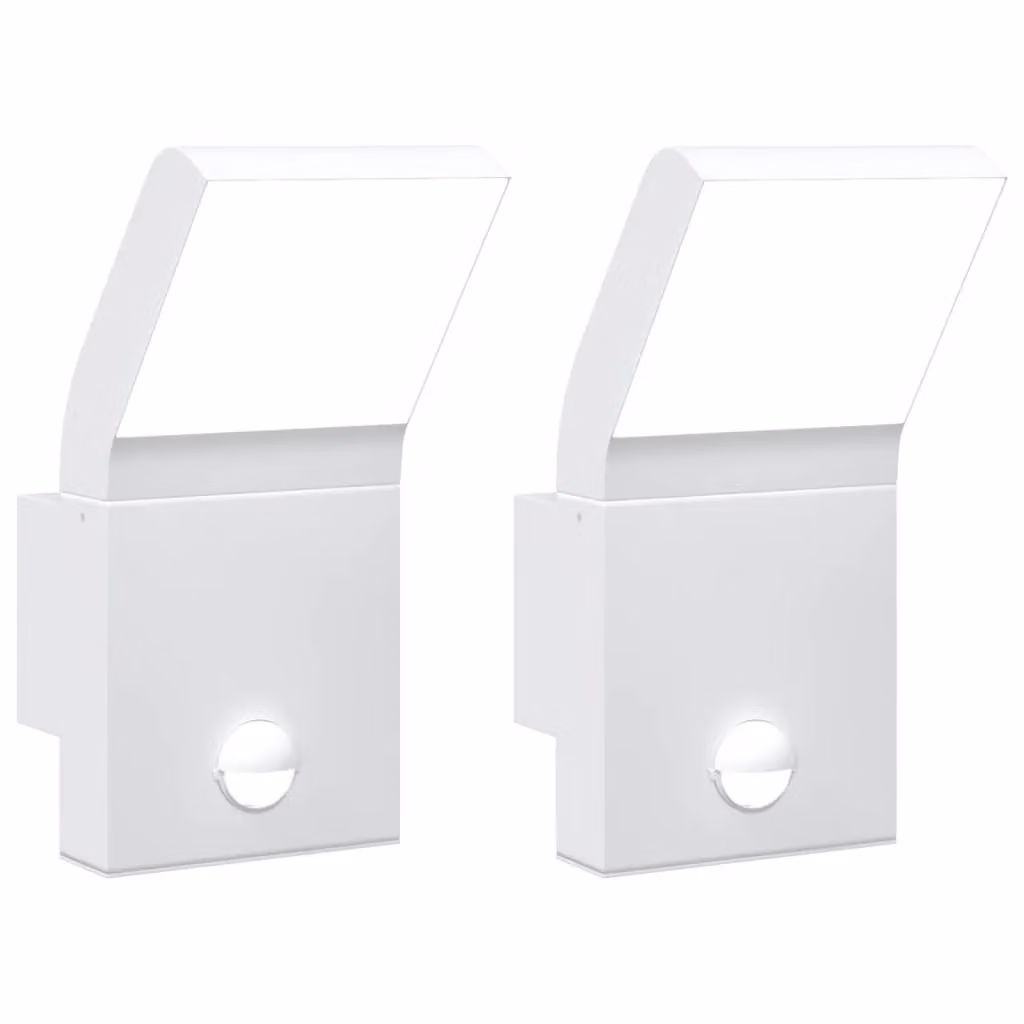 Berkfield Home Set of 2 White Outdoor LED Wall Lights with Motion Sensor and IP54 Rating – 2