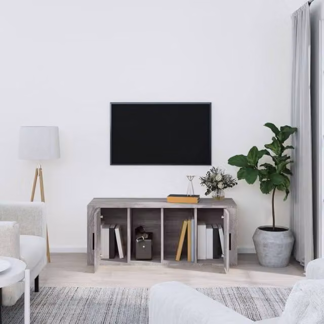 Berkfield Home Grey Sonoma TV Cabinet in Engineered Wood W/D/H: 100 x 35 x 40 cm