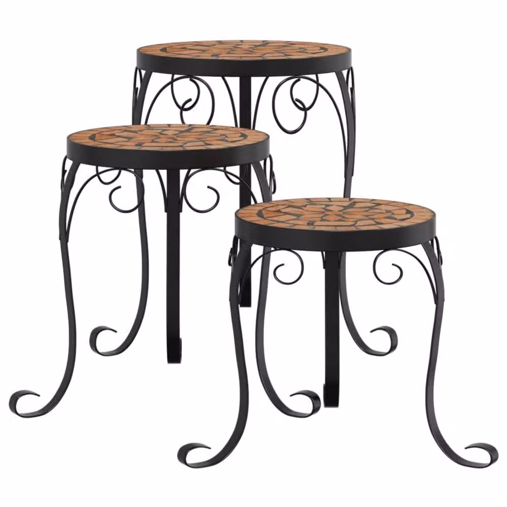 Berkfield Home Set of 3 Terracotta Brown Ceramic Indoor Plant Tub Planters – 3