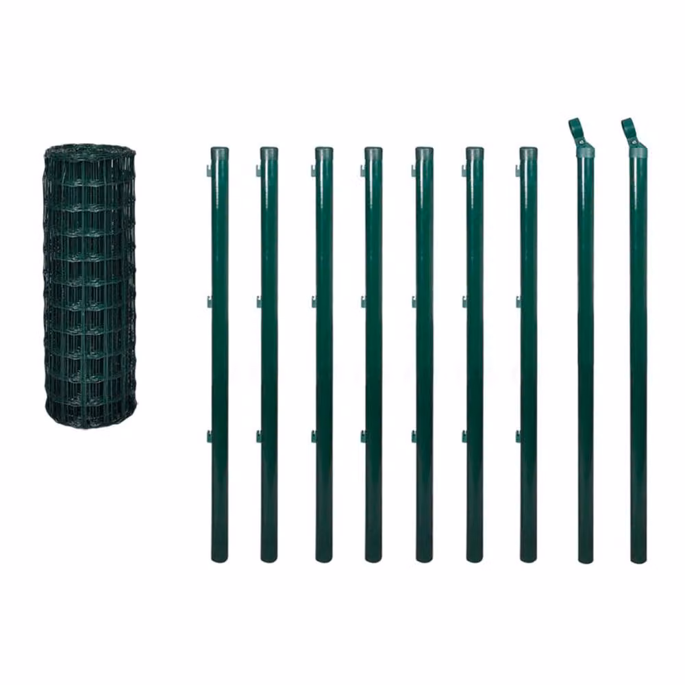 Berkfield Home Modern Euro Fence Steel PVC Coated Green W: 10 m, H: 2.2 m – 3