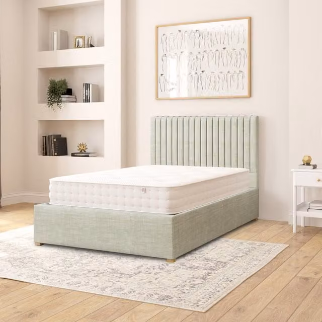 Aspire Upholstered Ottoman Storage Bed in Green, W/D/H: 120 x 200 cm