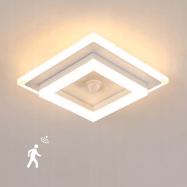 COMELY 26W Modern Square LED Ceiling Light with Motion Sensor, White