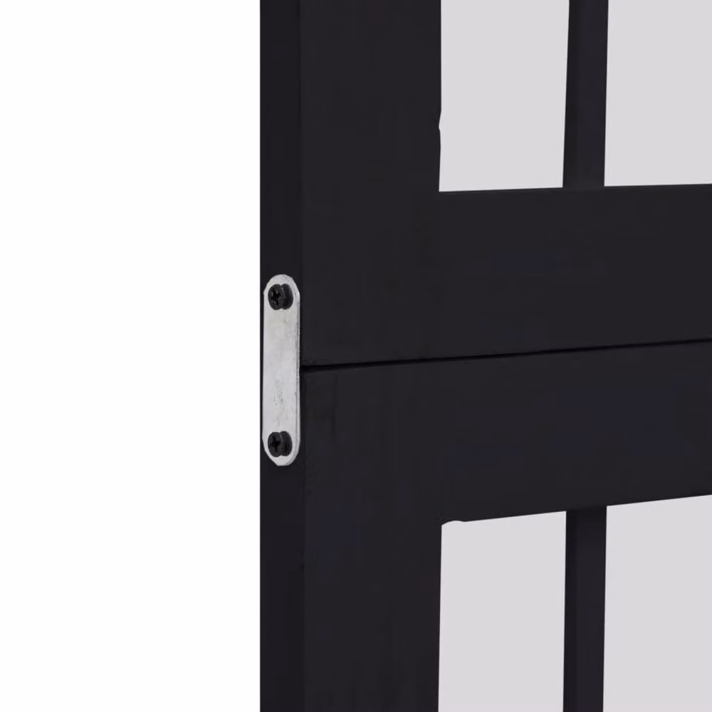 Berkfield Home 3-Panel Room Divider in Black Solid Paulownia Wood, H 220 cm x W 110 cm x D 3 cm – 3