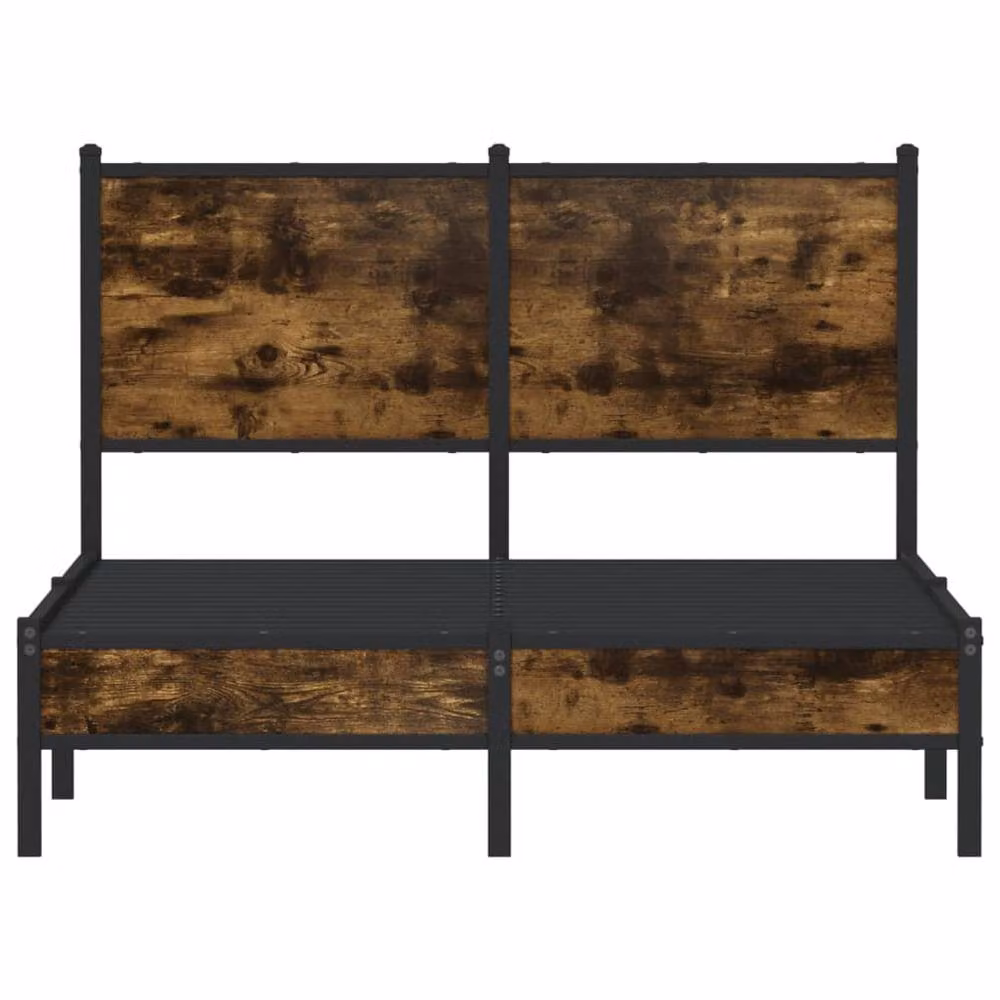 Berkfield Home Metal Bed Frame in Smoked Oak Brown, W/D/H: 120 x 200 cm – 4