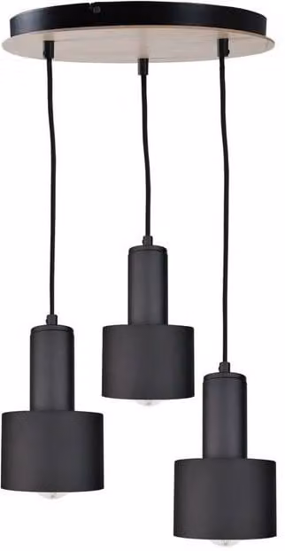 Netlighting Luce Cluster Pendant Ceiling Light in Black and Wood, 30 cm, 3x E27
