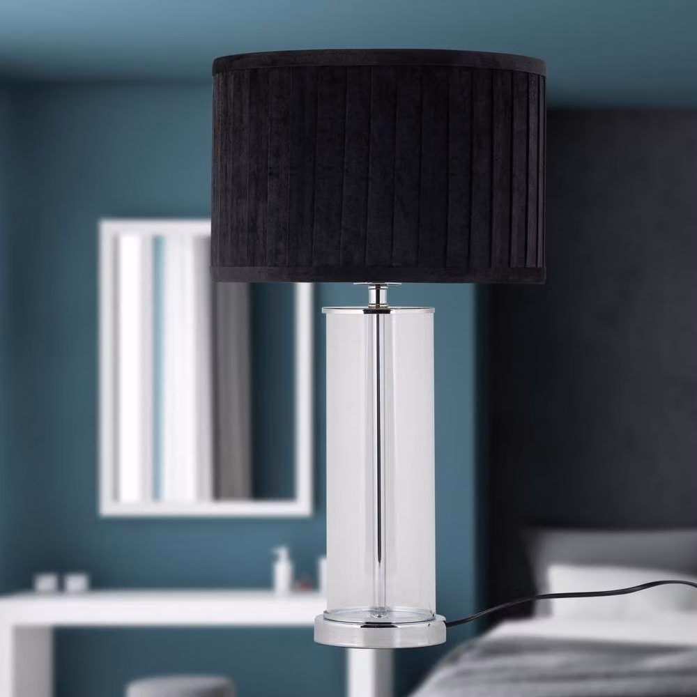 First Choice Lighting Aura Chrome Table Lamp with Black Shade – 4