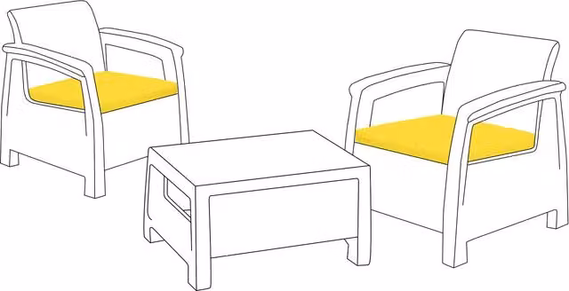 Keter Yellow Outdoor Rattan Chair Cushion Set, 2 Square Polyester Seat Pads