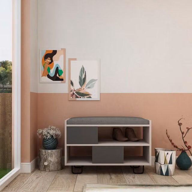 Decortie Troy Modern Shoe Storage with Integrated Seat in Grey and Anthracite Grey