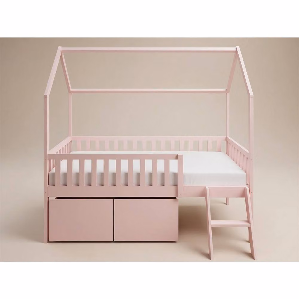 Flair Explorer Single Mid Sleeper Bed with House Frame and Drawers in Pink, H 169 x W 196 x D 124.5 cm – 2