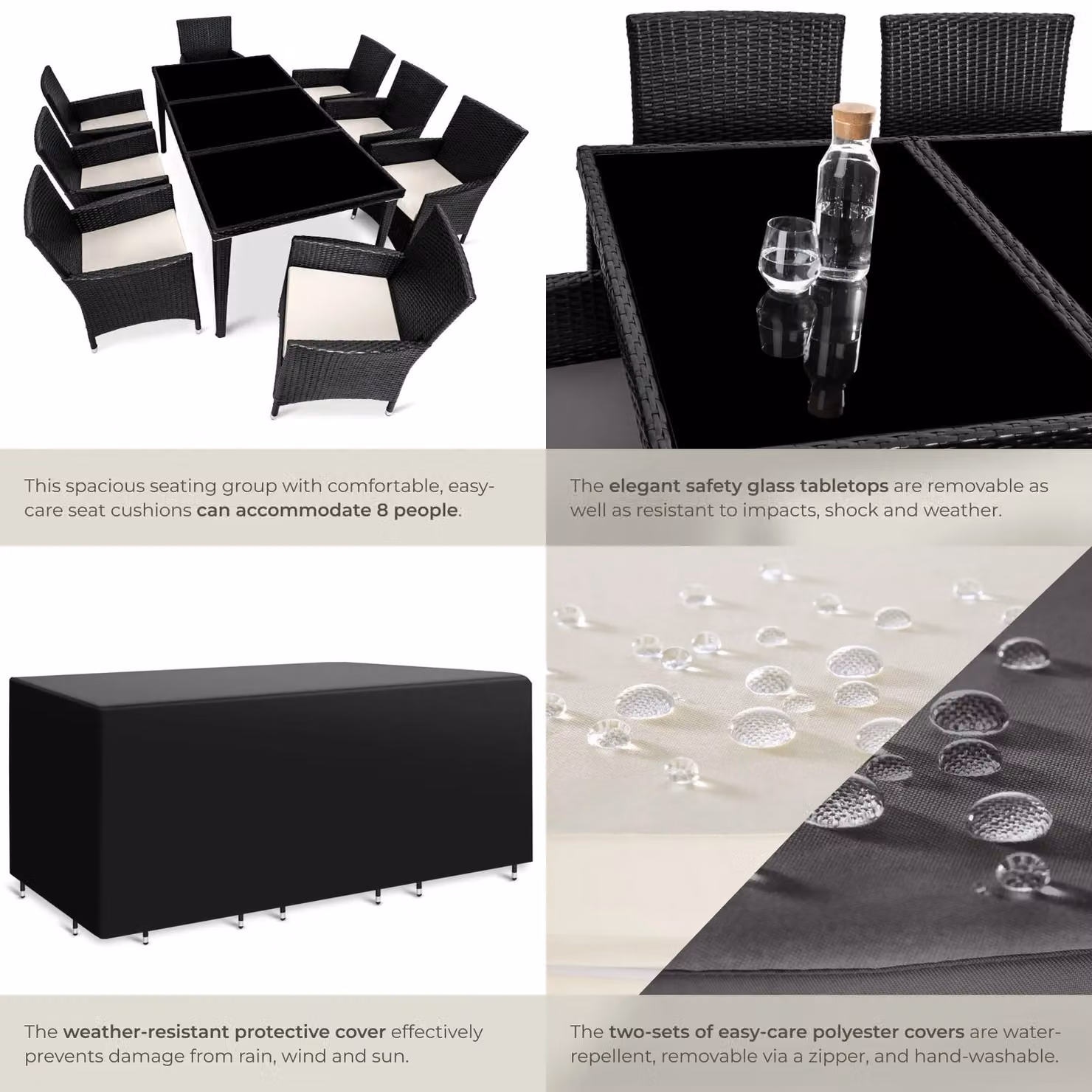 tectake Menorca Garden Table and Chairs Set in Black – 5
