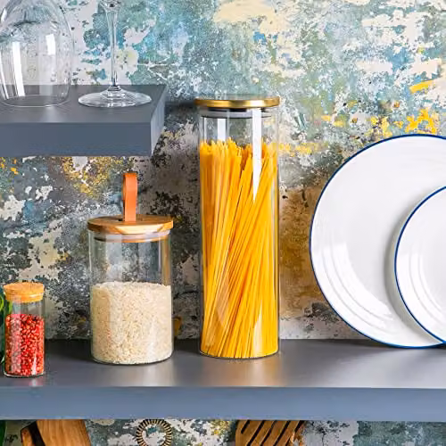 Argon Tableware Scandi Airtight Glass Storage Jars with Gold Metal Lids, 2 Litre, 6 Pack – 2