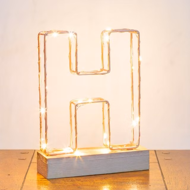 Echo Three Letter Light Wire Frame H in Gold