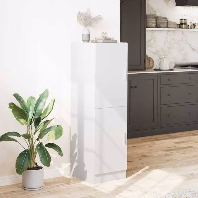 Berkfield Home Kitchen Cabinet in White, W/D/H: 38 x 41.5 x 131.5 cm