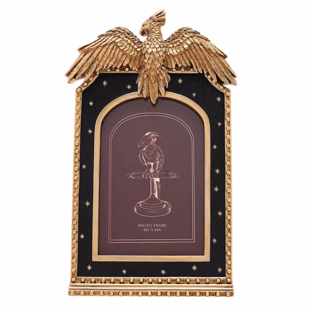 Warner Bros Harry Potter Alumni Fawkes Single Rectangular Metal Tabletop Photo Frame in Gold – 3