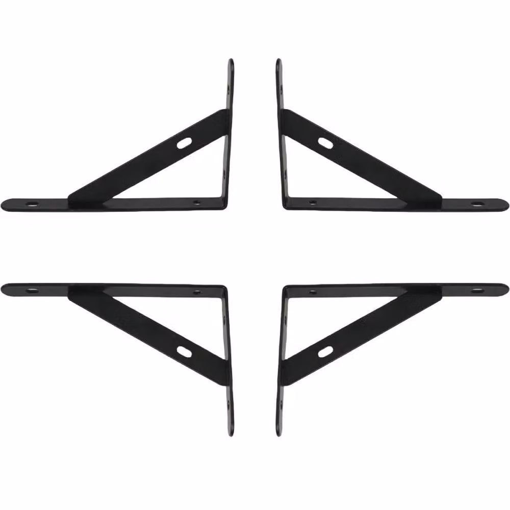 SPETLEK Set of 6 L-Shaped Wall Mounted Shelf Brackets in Matt Black Steel – 2