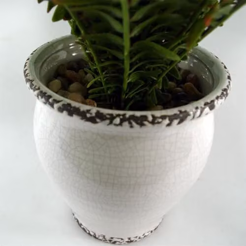 Leaf Design UK Artificial Green Plant in White Ceramic Pot, H 40 cm x W 13 cm x D 13 cm – 4