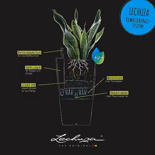 Lechuza CUBICO Color 30 Self Watering Planter in White for Indoor and Outdoor Use, H: 56.5 cm, W: 30 cm, D: 29.5 cm – 2