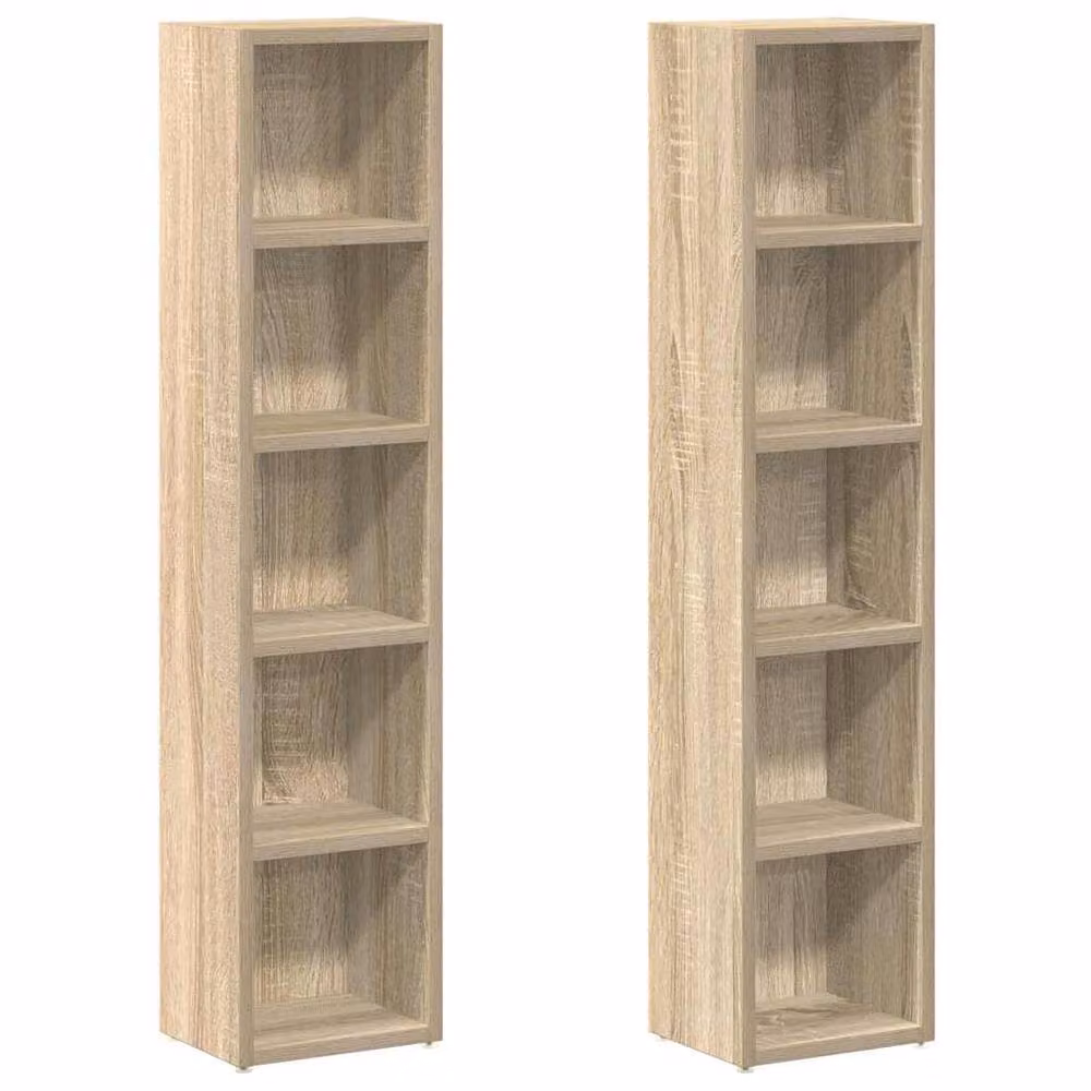 Berkfield Home Modern CD Cabinets, 2 Piece Set, Sonoma Oak, Light Brown, W/D/H: 21 x 16 x 93.5 cm – 3