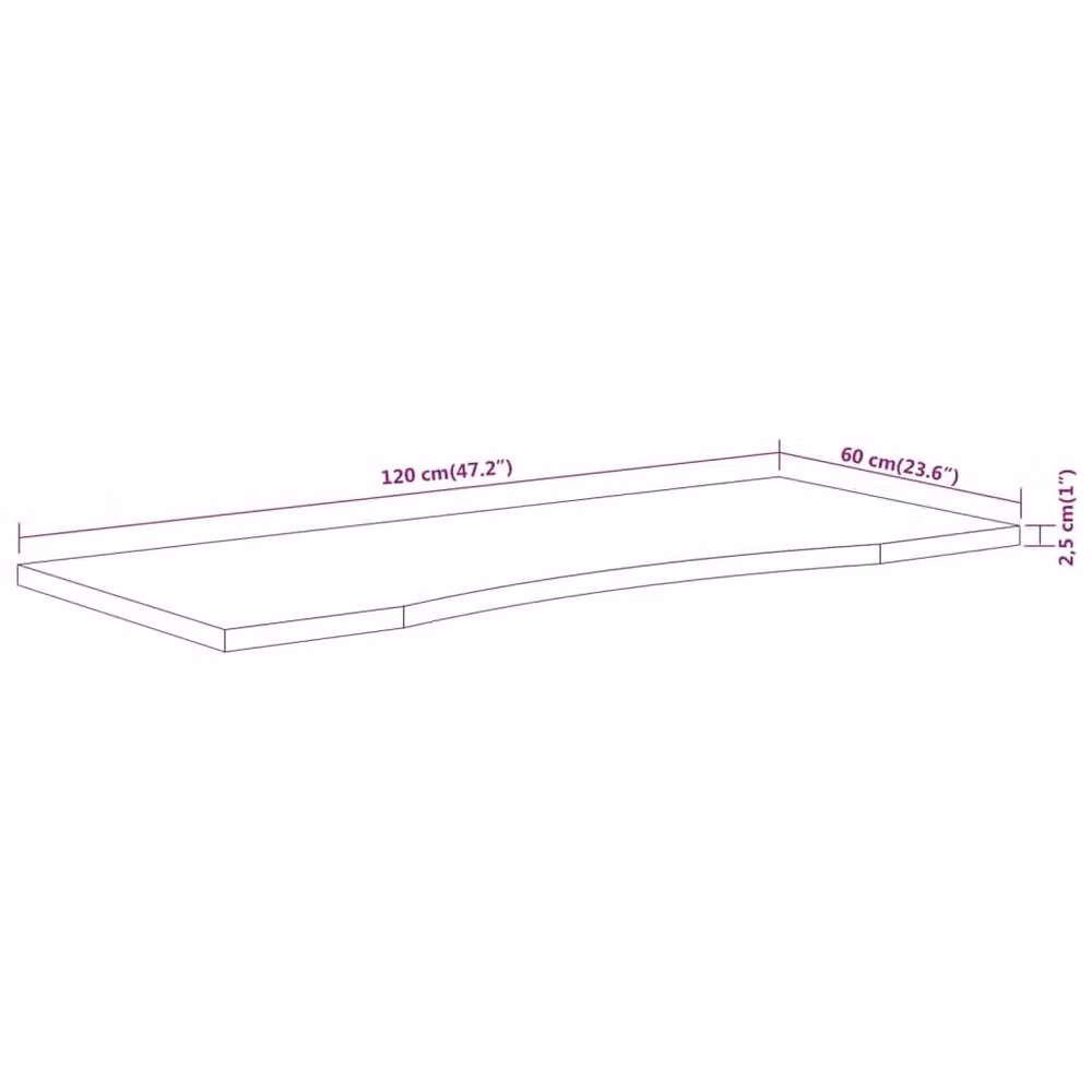 Berkfield Home Beautiful Rectangular Solid Wood Acacia Desk Top, Brown, W: 120 cm, D: 60 cm, H: 2.5 cm – 4