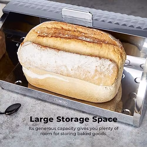 Tower Solitaire Roll Top Stainless Steel Bread Bin, Grey, W: 39.0 cm, D: 27.5 cm, H: 19.0 cm – 2