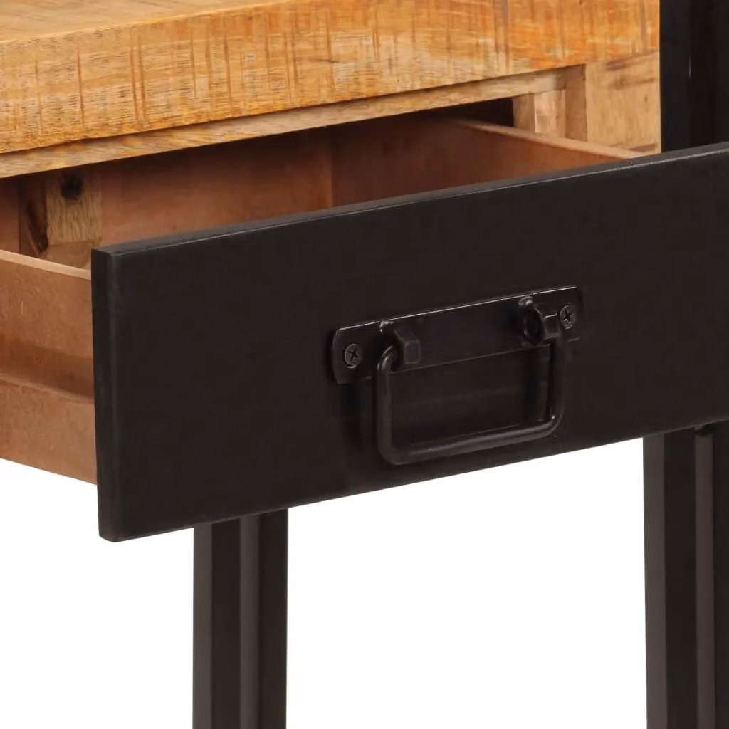 Berkfield Home Black Solid Mango Wood Console Table W/D/H: 110 x 30 x 76 cm – 4