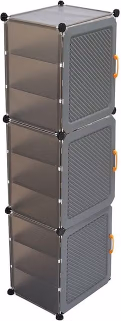 H&O Direct 8-Tier Grey Freestanding Modern Shoe Cabinet with Internal Shelves and Ventilation – 1