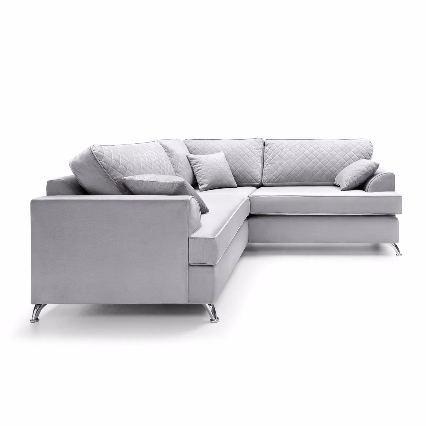 Abakus Direct Ferguson L-Shape Corner Sofa in Light Grey Velvet Fabric, W/D/H: 200 x 200 x 78 cm – 2