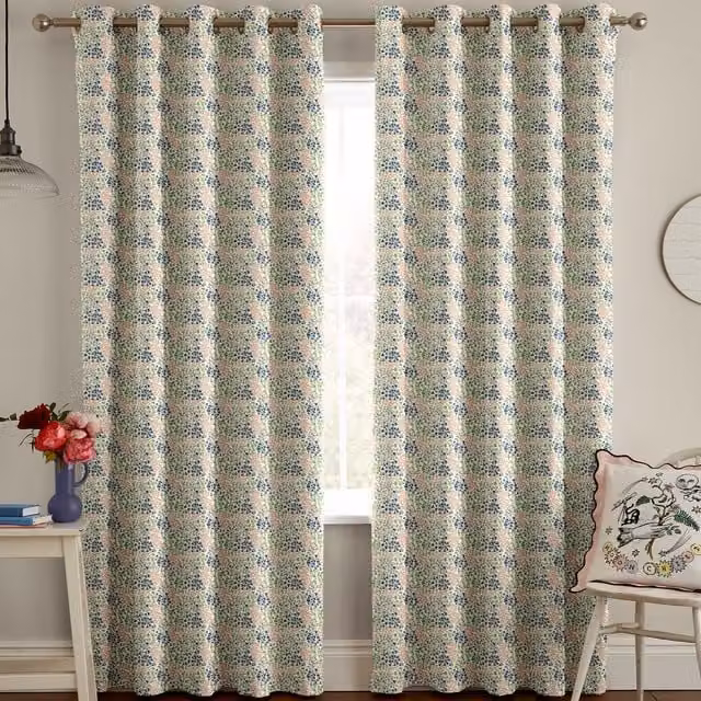 Cath Kidston Bluebells Made to Measure Blackout Eyelet Curtains in Multicolour Floral Cotton