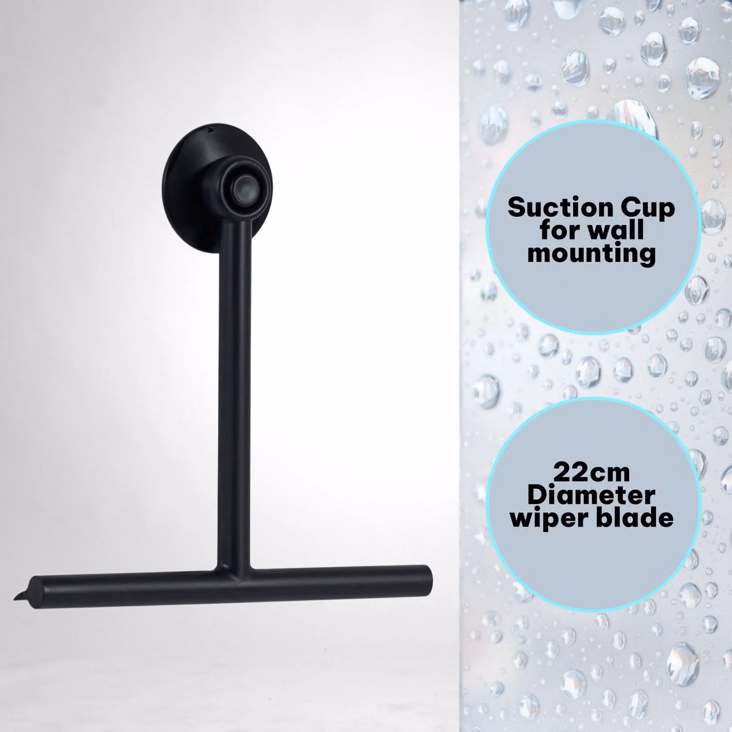 Showerdrape Rocco Wall-Mountable Bathroom Shower Squeegee in Black – 2
